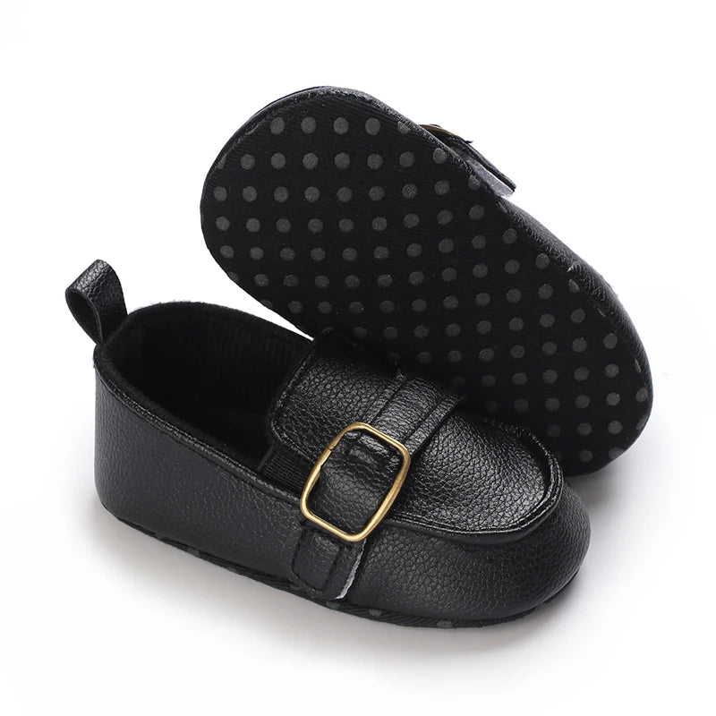 Newborn Baptist Shoes New Leather Gentleman Shoes Anti-slip Soft Bottom Indoor Baby Boys and Girls Casual Shoes Walking Shoes