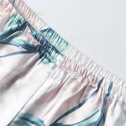 Summer Cool Ladies Faux Silk Polyester PJ Sexy Sling Pajama Sets Home wear Women's Pajamas Female Sleepwear Home wear Gift for GF