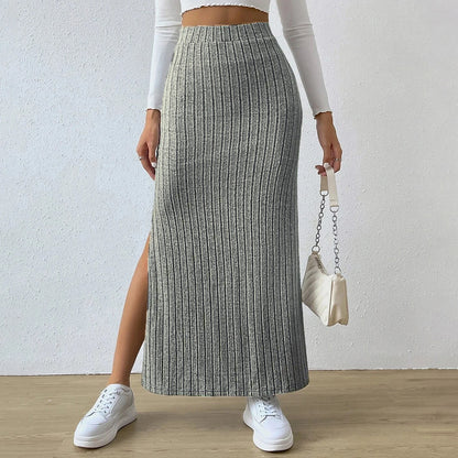 Solid Bodycon Ruched Knitted Long Skirt Women Sexy Black Elastic Elegant High Waist Mermaid Sheath Maxi Skirts Summer Streetwear