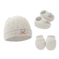 New Newborn Baby Cotton Beanies Hospital Hat Mittens Shoes Sets Solid Stretchy Infant Warm Cap Gloves 0-1 Years Old