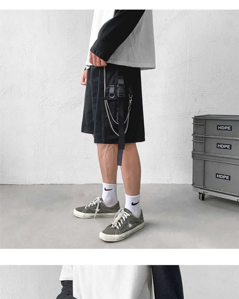 Loose Summer Black Gargo Shorts Men Gothic High Street Pants Funny Slim Fit Shorts Trousers Fashion Mens Cargo Hip Hop Shorts