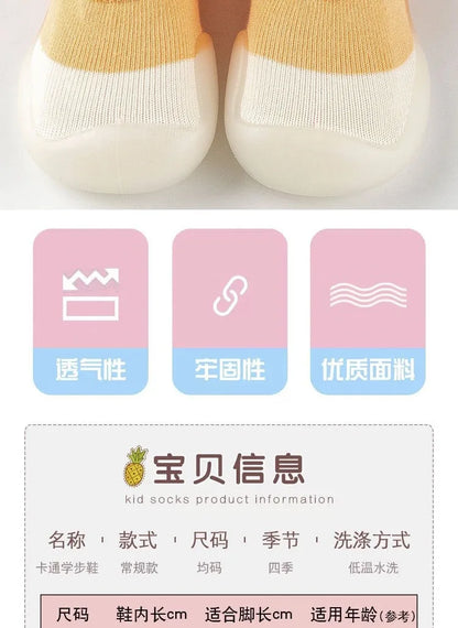 1pair Baby First Walker Toddler Shoes Non-slip Comfortable Silicone Soft Sole Casual Indoor Floor Socks Knit Booties for Newborn