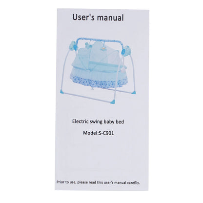 Electric Baby Crib Cradle Auto-Swing Newborn Sleep Bed Infant with Bluetooth blue with Chair + Music + Mat + Net