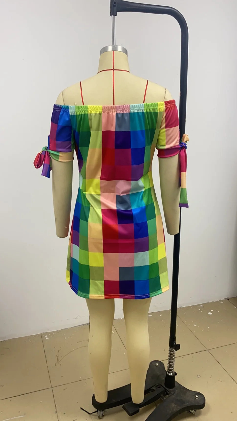 Fashionable Sexy Women's Print Dress Women's Word Shoulder Short -sleeved A -line Dress Ladies Off The Shoulder Mini Dresses