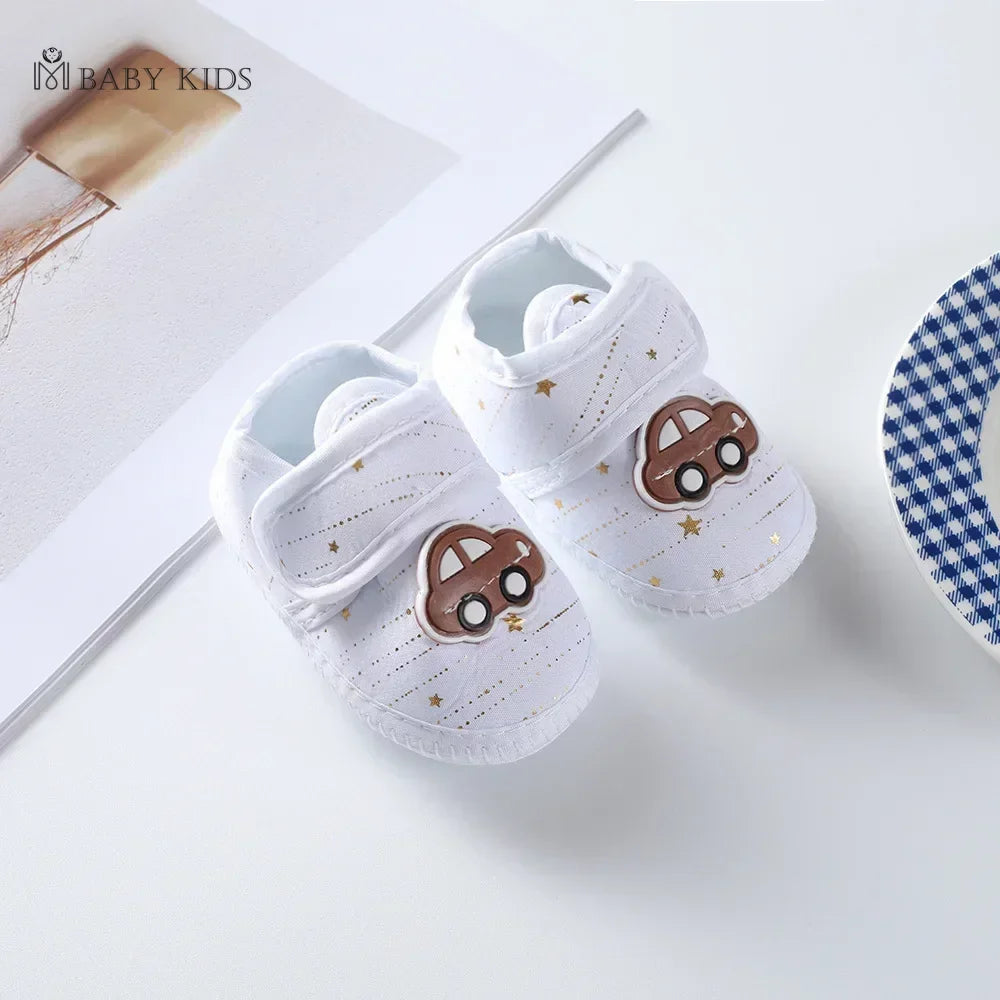 Cotton Newborn Baby Shoes Cartoon Pattern First Walkers for Girl Boy Plaid Soft Sole Walking Sandals 0-12month