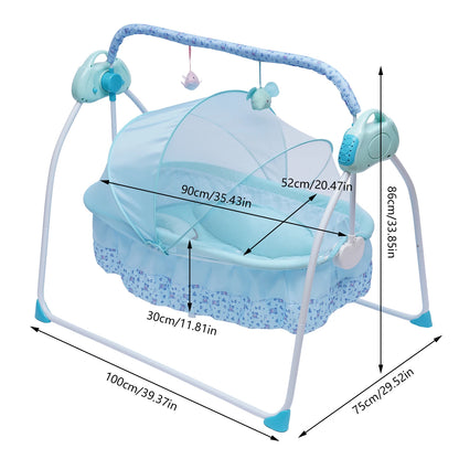 5 Gears Electric Auto-Swing Baby Crib Cradle Sleep Bed Infant Rocker + Net Music Bluetooth Music Adjustable+ Mat