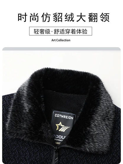 High Quality Winter Woolen Jacket for Men Versatile Brand Casual Business Cotton Trench Coat Add Velvet Keep Warm Overcoat Tops