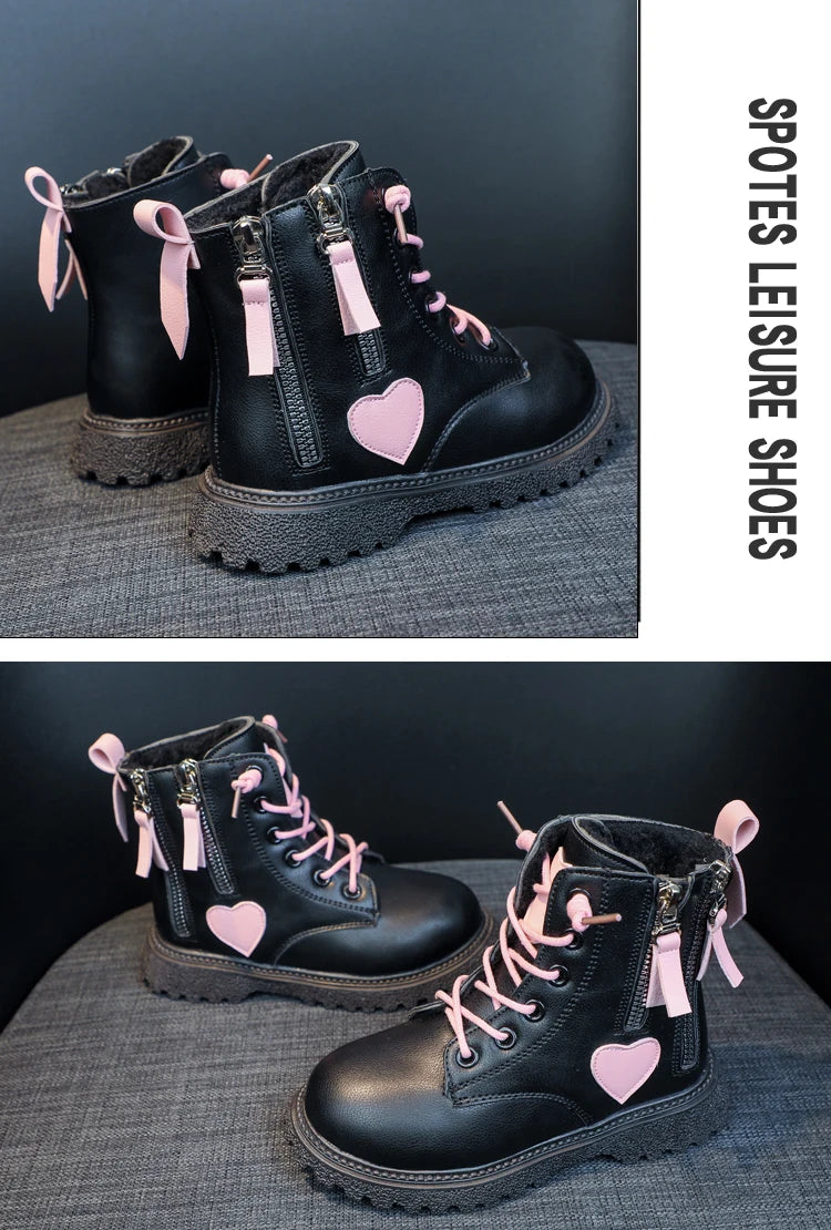 Girls Ankle Boots 2025 New Autumn and Winter Fashion Double Zip Beautiful Princess Non-slip Performance Boots for Catwalk Casual