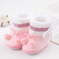 Winter Snow Baby Boots Cute Bear Warm Fluff Balls Indoor Soft Sole Infant Newborn Toddler Baby Shoes 0-18M