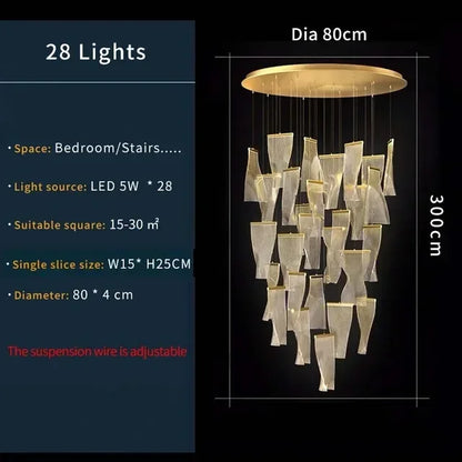 Modern Simple Led Luxurious Duplex Building Large Chandelier Living Room Creative Villa Pendant Lamp Stair Dining Hall Lighting