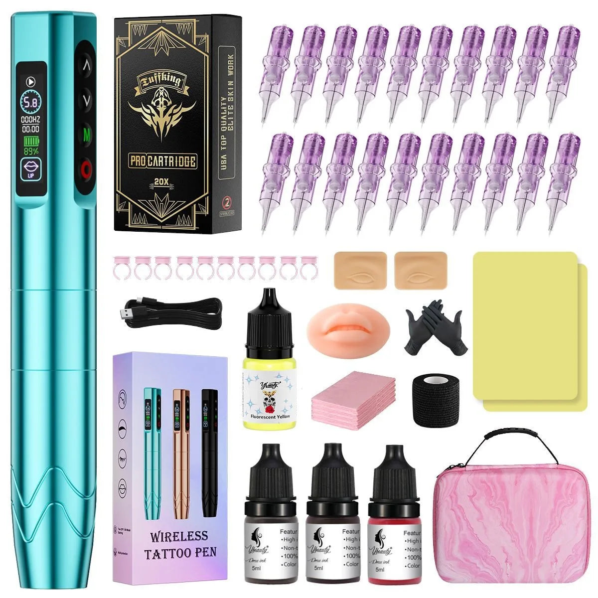 Beauty wireless battery embroidery machine set, integrated contact lens and eyebrow tattooing machine, cross-border source