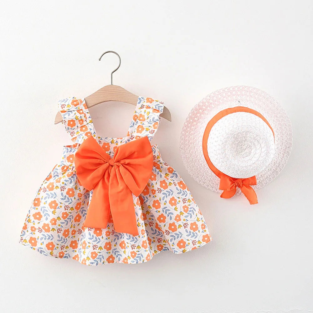 2025 Girls Cute Summer Sleeveless Dress Girl 2Pieces Sets Short Pants + Dress Set Stripe Patten for Baby 6-24M