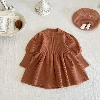 0-4Y Autumn Boutique Vintage Style Puff Sleeve Kids Baby Girl Clothes Dresses Draped Princess Dress for Girls