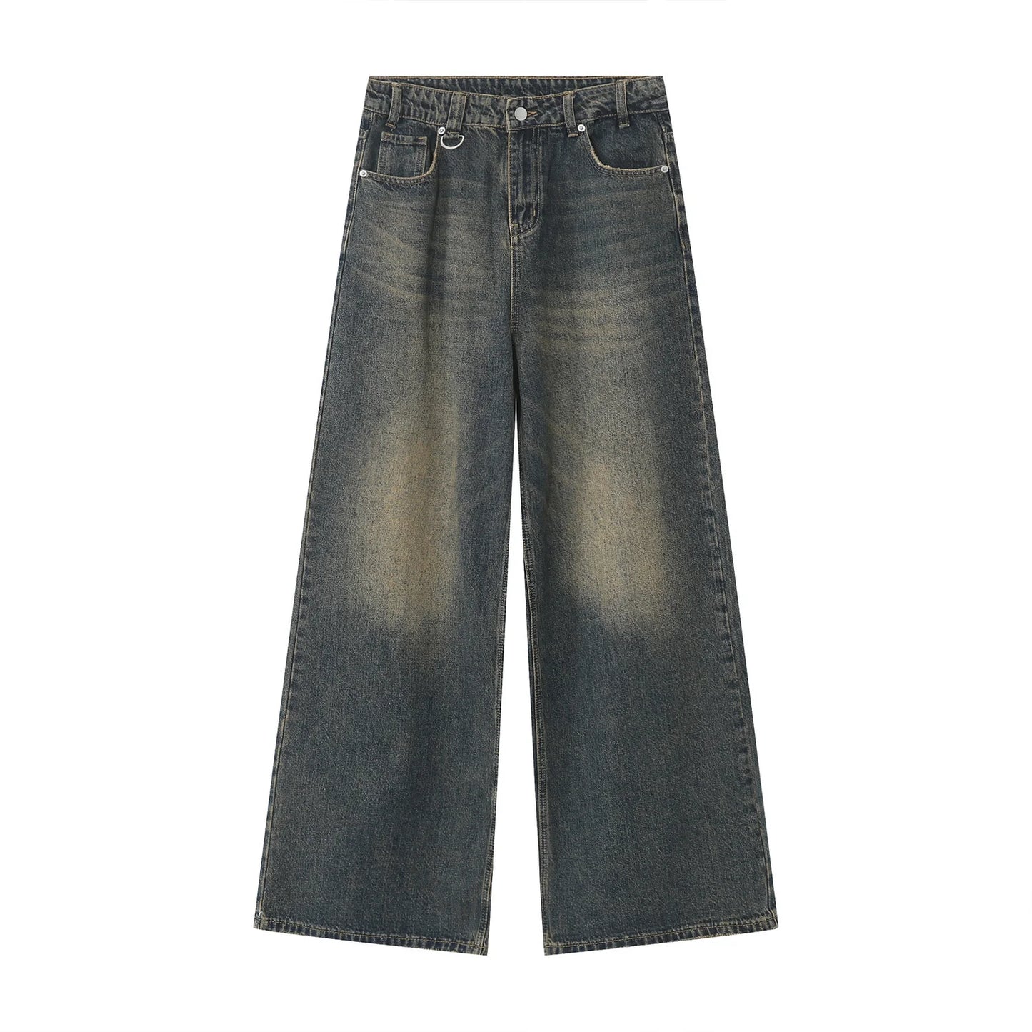 LUZHEN Old Male Pants Autumn Blue Washed Men Denim Jeans Straight Casual Men wear Loose Wide Leg Trousers 2026 New Fashion 9C354
