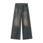 LUZHEN Old Male Pants Autumn Blue Washed Men Denim Jeans Straight Casual Men wear Loose Wide Leg Trousers 2026 New Fashion 9C354