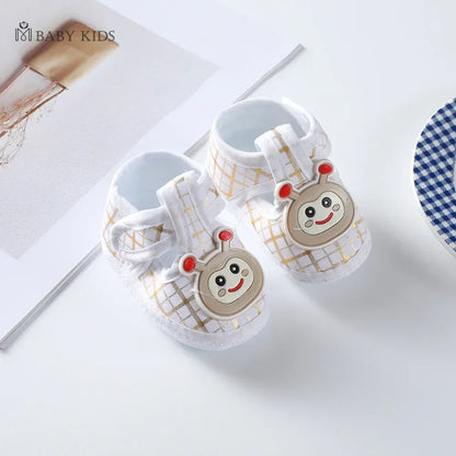 Cotton Newborn Baby Shoes Cartoon Pattern First Walkers for Girl Boy Plaid Soft Sole Walking Sandals 0-12month