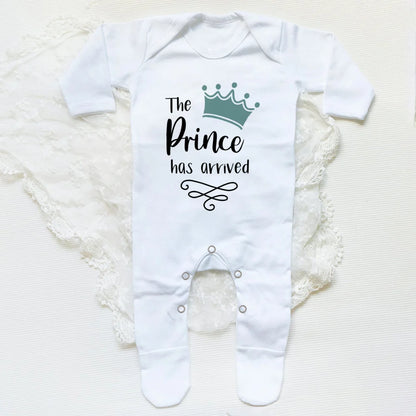The Prince Has Arrived Print Baby Baby grow Sleepsuit Vest Bodysuit Newborn Boys Coming Home Hospital Clothes Infant Shower Gift