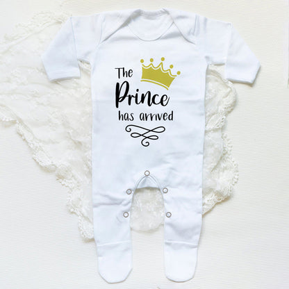 The Prince Has Arrived Print Baby Baby grow Sleepsuit Vest Bodysuit Newborn Boys Coming Home Hospital Clothes Infant Shower Gift