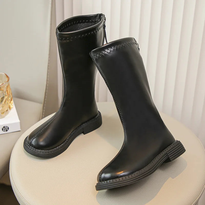 New Design Children Boots Girls Leather Shoes White Luxury Casual Sports Shoes Autumn Lightweight Girls Ankle Boots