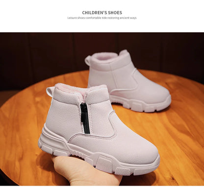 Girl's Snow Boot Winter Cotton Children's Shoes Outdoor Warm Plush Non-slip Simple Fashion Hard-wearing Boys Boots New Style