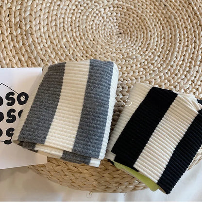 New Spring Autumn Girl Baby Fashion Striped Leggings Boy Infant Splicing Ribbed Casual Pants Newborn Cotton Trousers Kid Clothes