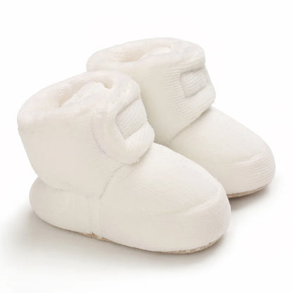 2025 Baby Autumn Winter Boots Baby Girl Boys Winter Warm Shoes Solid Fashion Toddler Fuzzy Balls First Walkers Kid Shoes 0-18M