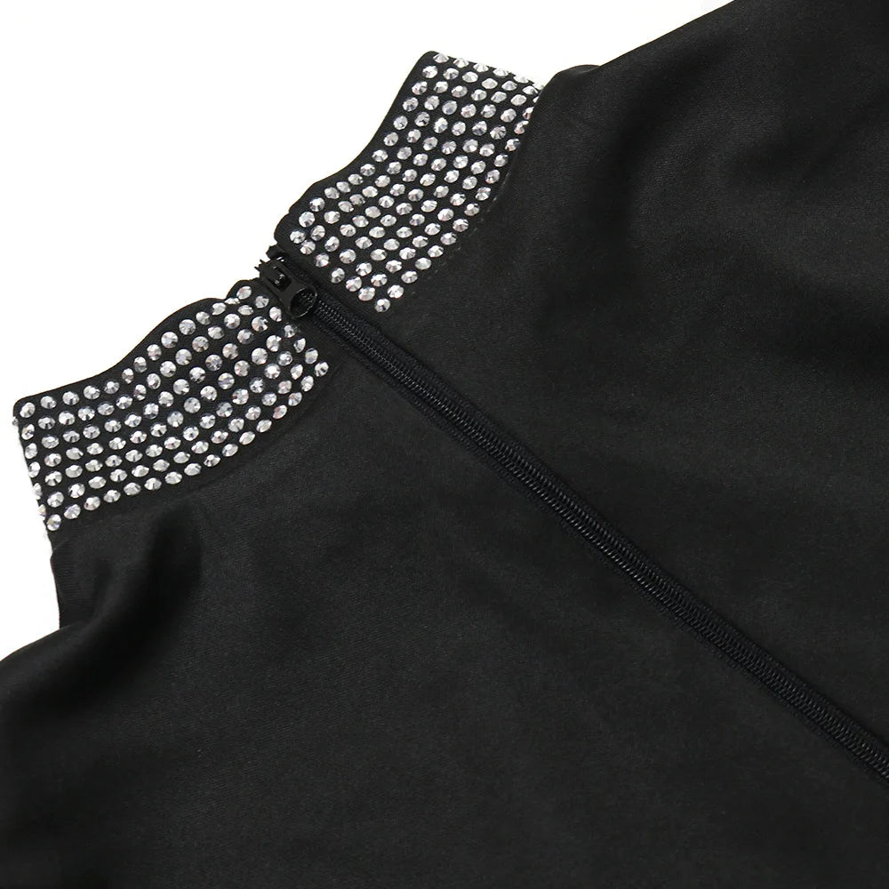 Women Sexy Rhinestone Floor Length High Slit Mermaid Party Dress