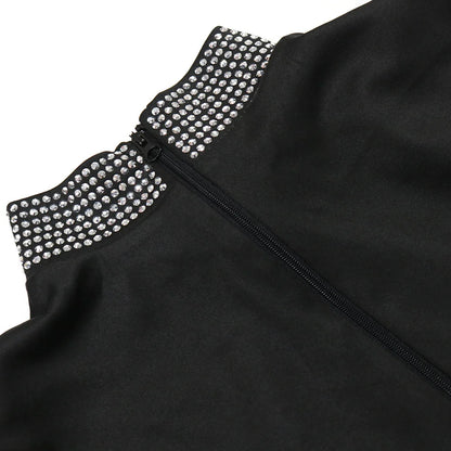 Women Sexy Rhinestone Floor Length High Slit Mermaid Party Dress