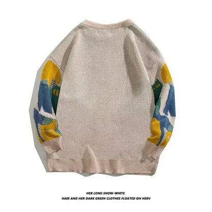 Men Spring Oversized Harajuku Sweater Vintage Cartoon  Anime Knitted Men's Rock Hip Hop Rap Pullover Women Home Fashion Sweater