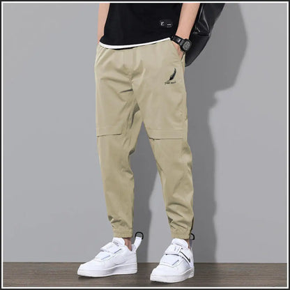 Men Pants Soft Fabric Multi Pockets Elastic Waist Spring Summer Cargo Pants Wear-resistant Jogger Trousers Simple Clothes