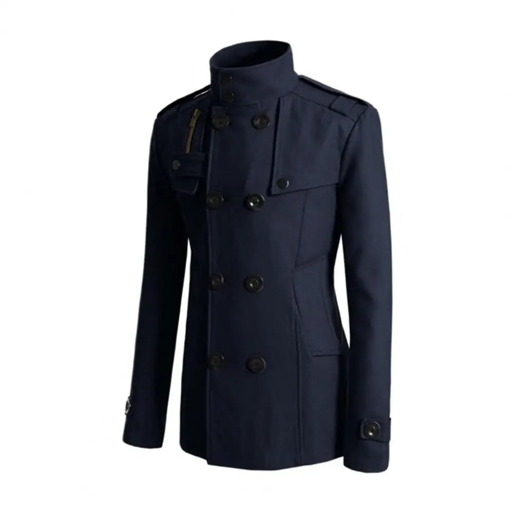 Fabulous  Winter Jacket Woolen Streetwear Men Jacket Button Decoration Warm Men Coat for Daily Wear