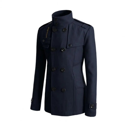 Fabulous  Winter Jacket Woolen Streetwear Men Jacket Button Decoration Warm Men Coat for Daily Wear