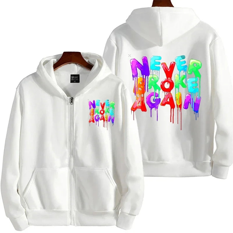 Y2K Zipper Hoodie Hip Hop Letter Print Oversized Hooded Sweatshirt Men Women 2025 New Harajuku Punk Jacket Coat Tops Streetwear