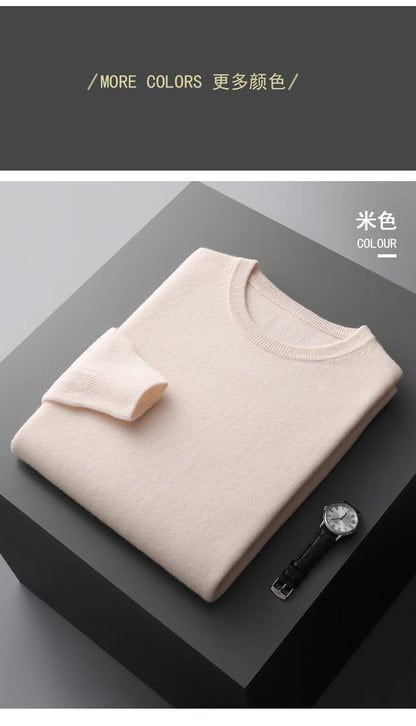 100% merino cashmere sweater men's round neck pullover business casual fashion top knitted loose men's Jacket