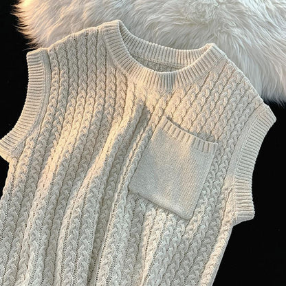 Chic Sweater Vest Knitwear Men Sweater Vest Loose Anti-pilling Pullover Winter Sweater Vest  Keep Warm