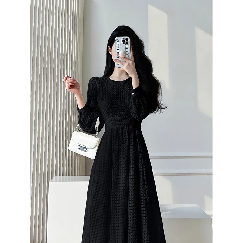 Lace Long Sleeves White Midi Dresses for Women 2026 New Autumn French Elegant Fashion Evening Wedding Party Robe Female Clothing