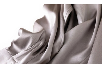 Tajiyane Women's 93% Mulberry Silk 7% Spandex 19 momme satin Silk Buttons long sleeve shirt Top Blouse office work chemise femme