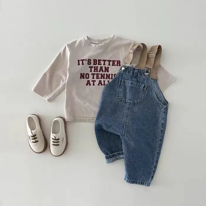 2025 Spring Boy Baby Pocket Overalls Loose Infant Suspenders Jumpsuit Retro Toddler Jeans Kids Casual Pants Girl Cotton Trousers