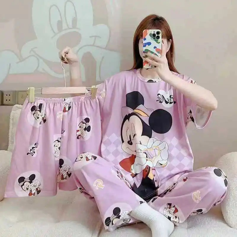 Women's New Three-piece Pajamas Home wear Set of Sweet Pajamas Cartoon Leisure Women's Home wear Pajamas Set