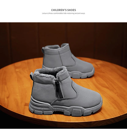Girl's Snow Boot Winter Cotton Children's Shoes Outdoor Warm Plush Non-slip Simple Fashion Hard-wearing Boys Boots New Style
