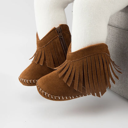 KIDSUN Baby Booties Girl Boy Pre walker Solid Infant Toddler First Walkers Soft Sole Anti-slip Boots Newborn Moccasin
