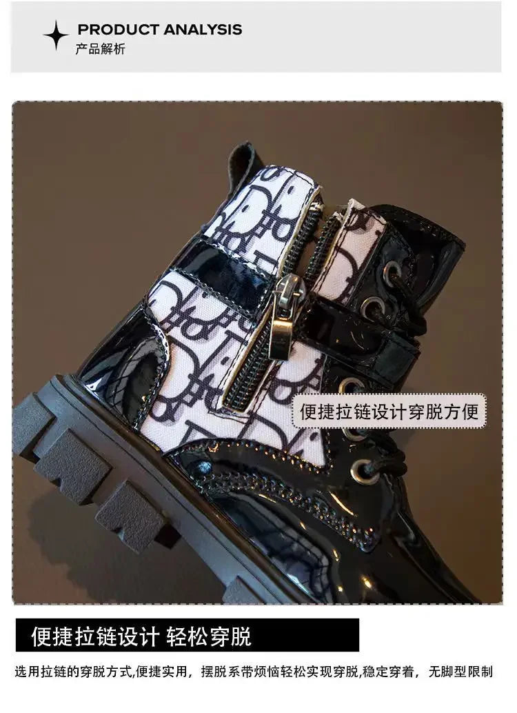 Spring and Autumn Girls Kids Shoes Ankle Boots Fashion British Style Single Boot Soft Sole Versatile Children's  Leather Shoes