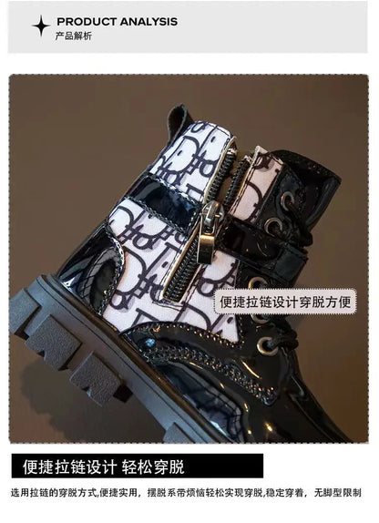 Spring and Autumn Girls Kids Shoes Ankle Boots Fashion British Style Single Boot Soft Sole Versatile Children's  Leather Shoes