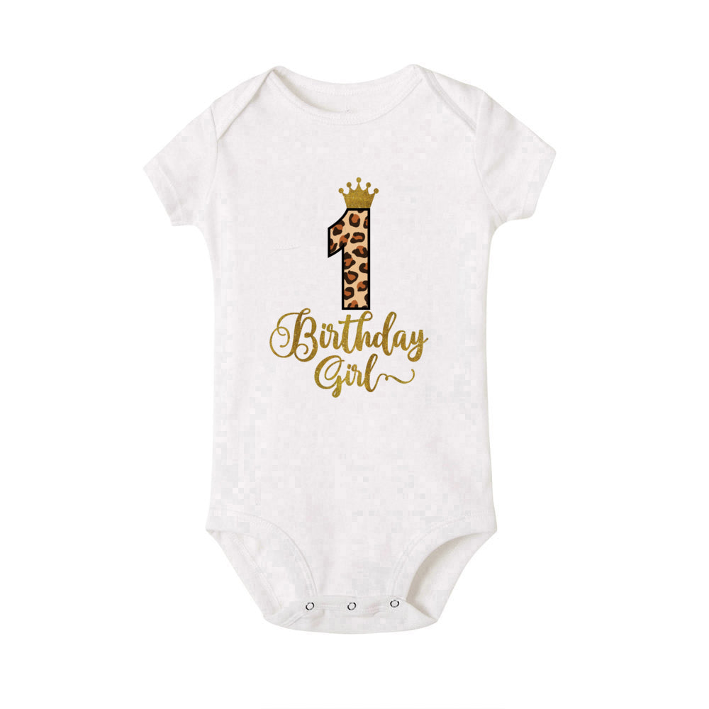 My 1st Birthday Print Baby Romper Infant Bodysuit Newborn Short Princess Sleeve Jumpsuit Baby Girl Birthday Party Outfit Clothes