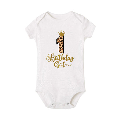 My 1st Birthday Print Baby Romper Infant Bodysuit Newborn Short Princess Sleeve Jumpsuit Baby Girl Birthday Party Outfit Clothes