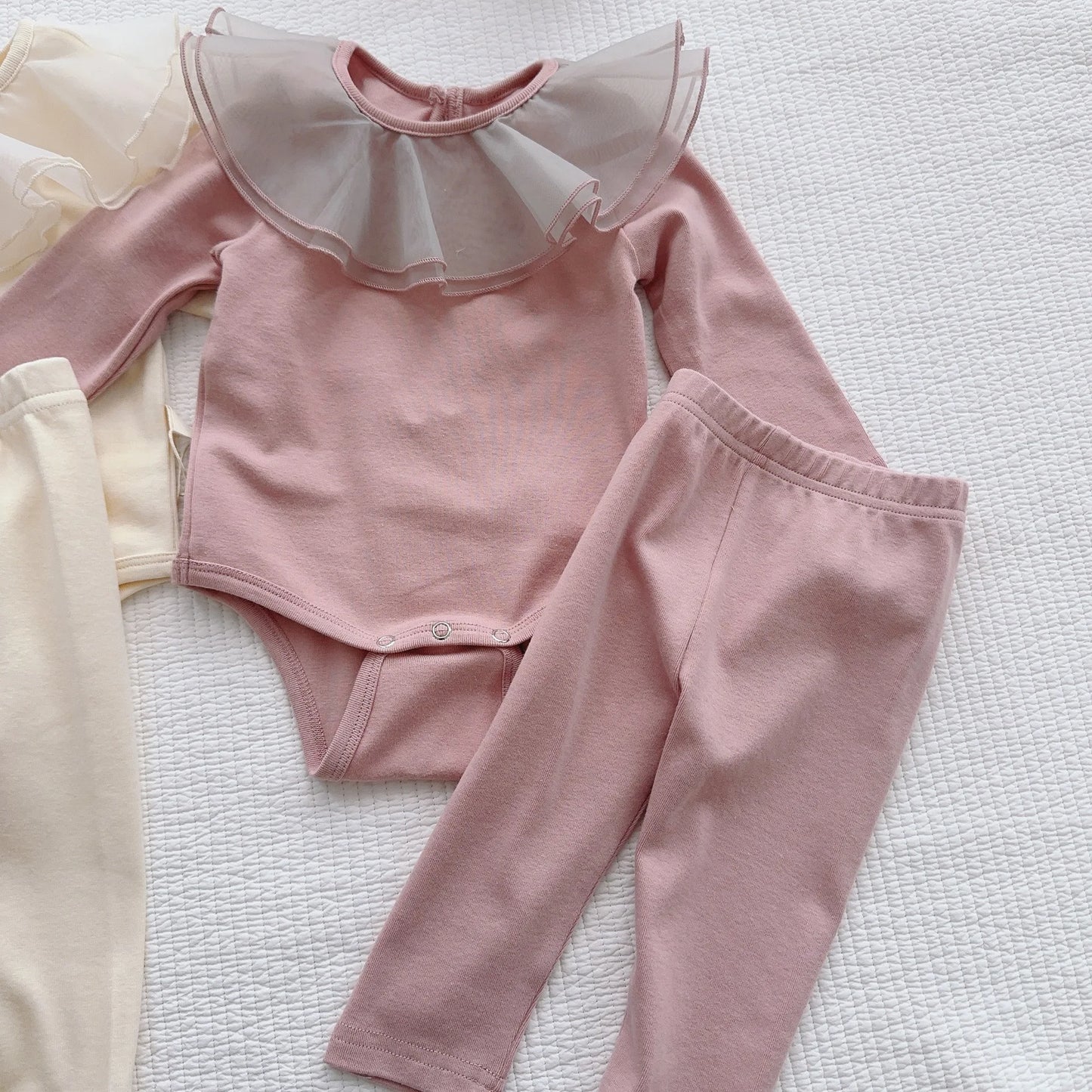 2025 Spring New Baby Long Sleeve Home Clothes Set Infant Girl Lapel Tops + Leggings 2pcs Suit Toddler Cotton Casual Outfits