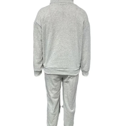 Women's Sports Suits 2025 Autumn Winter Latest Marketing Solid Thick Long Sleeved Zipper Sweatshirt Pants Set Two Piece Set