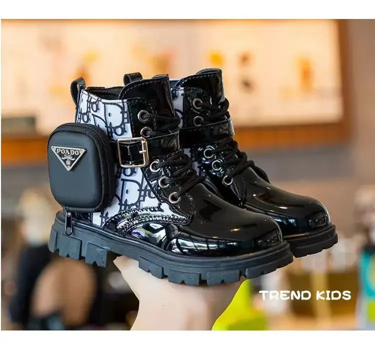 Spring and Autumn Girls Kids Shoes Ankle Boots Fashion British Style Single Boot Soft Sole Versatile Children's  Leather Shoes