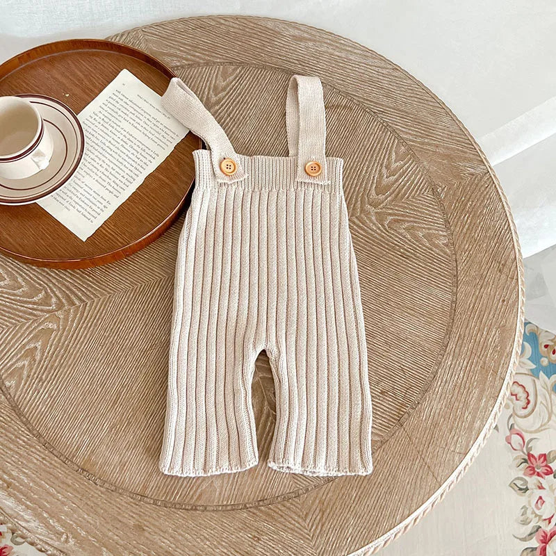 MILANCEL Baby Overalls Kids Knitted Solid Pants Versatile High Waist Pants