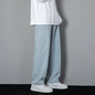 2026 New Korean Men's Casual Long Jeans Classic Man Straight Denim Wide-leg Pants Solid Color Light Blue Grey Black 3XL